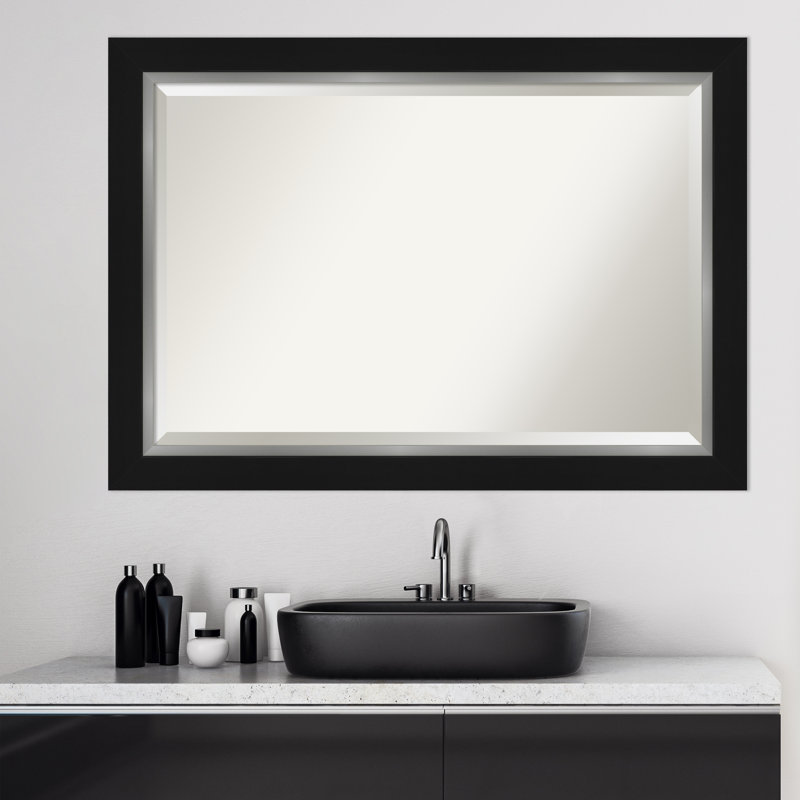 Quade Mirror, 29" x 41", Satin Black/Silver