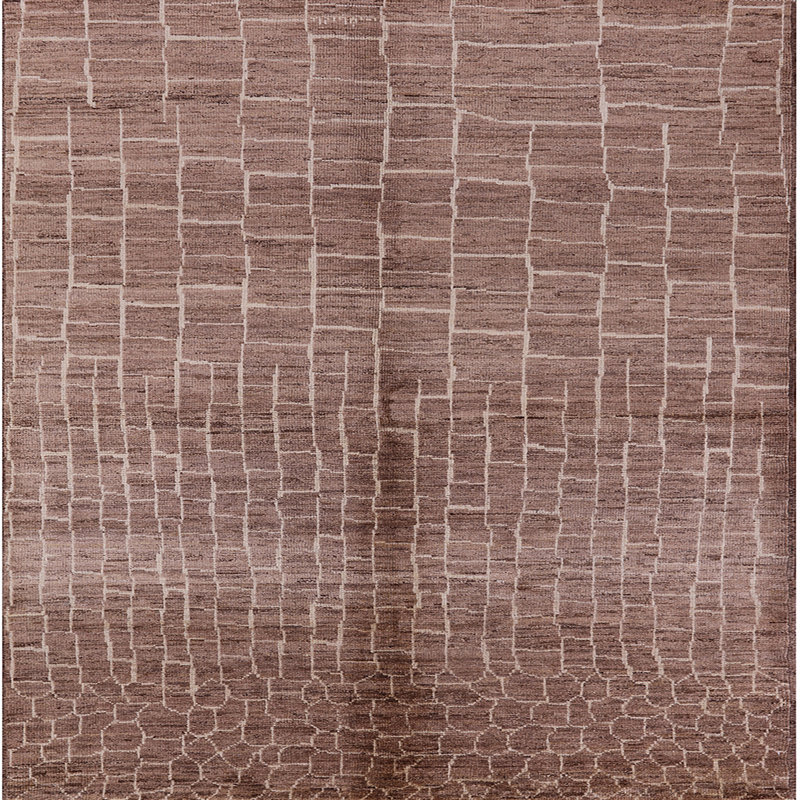 Tapis brun à motif géométrique, Carré 3 pi