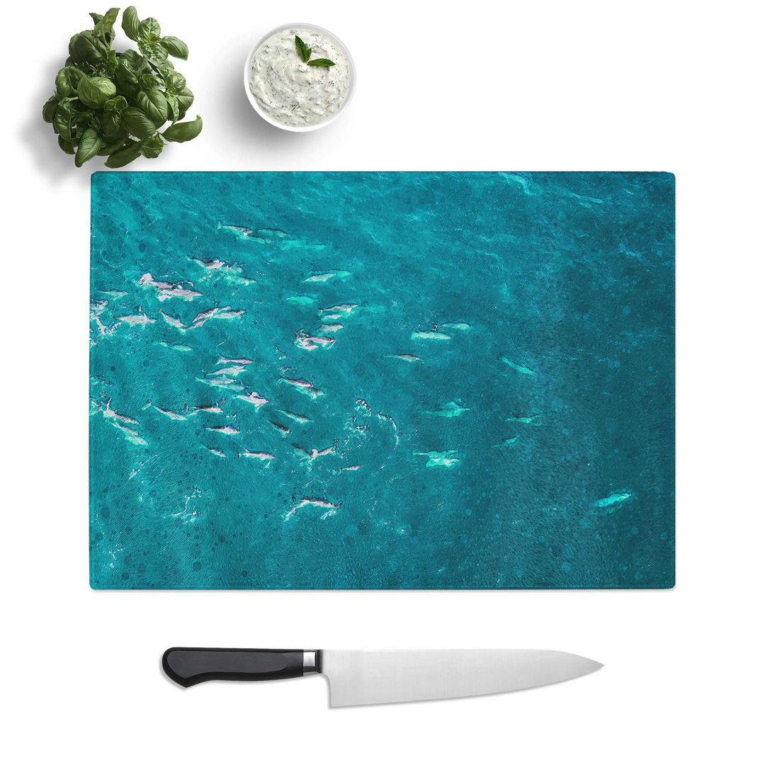 Glass Many Dolphin in Abstract Chopping Board