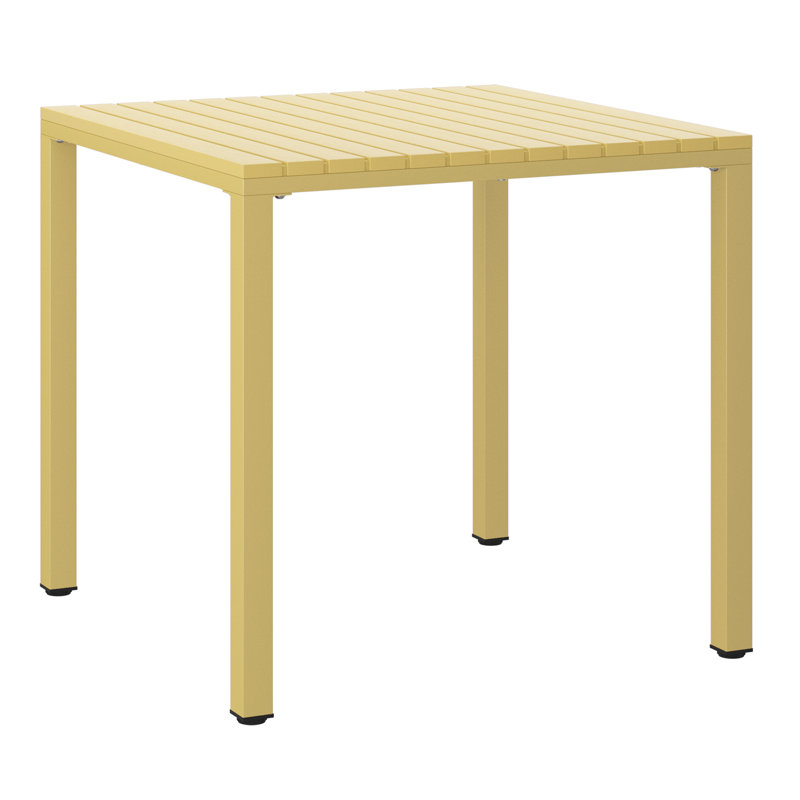 Jackqueline 31.5" Outdoor Square Dining Table With Metal Frame, Yellow