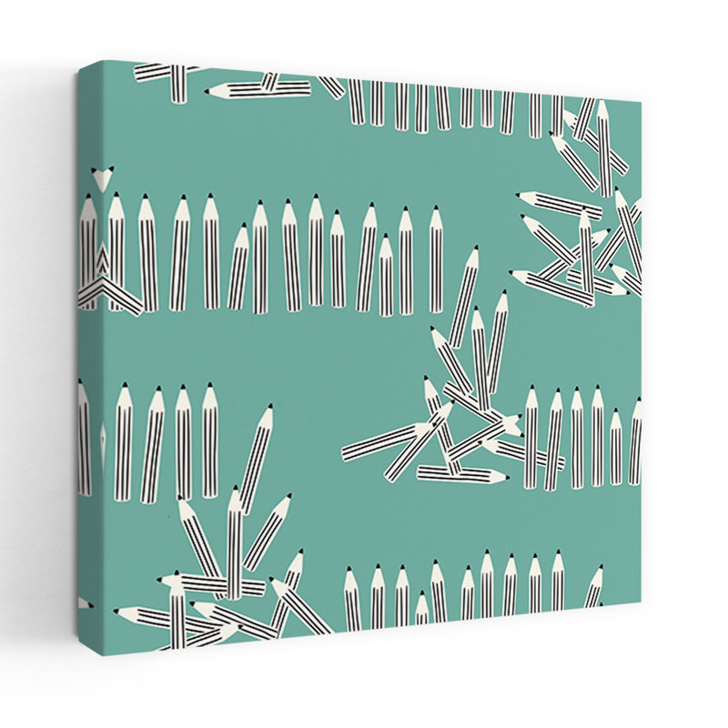 Striped Pencils Pattern Minimalist Architecture Wall Art Print by Annick - Wrapped Canvas Print, 60.96cm H x 60.96cm W