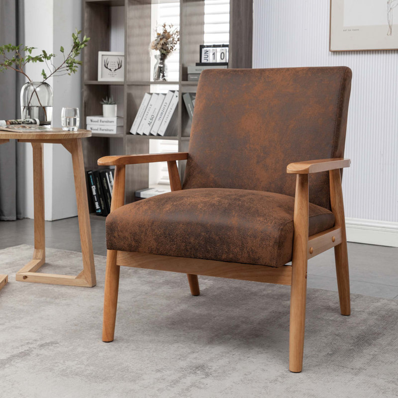 Fauteuil de style moderne Mid-Century de 25,38 po de largeur, Marron clair