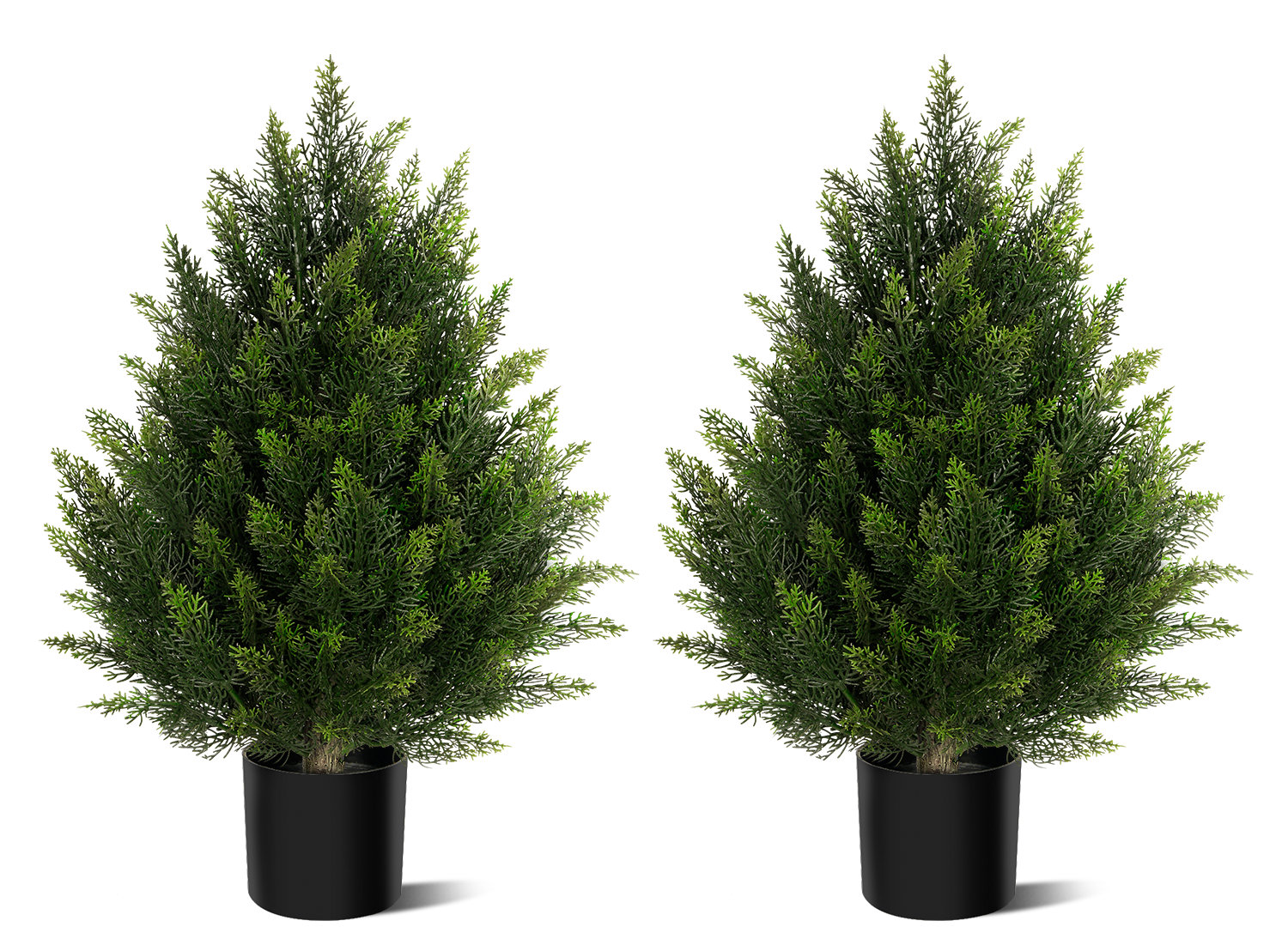 Cute Artificial  Cedar Potted Plant, 2, 23.62" H x 17.72" W x 17.72" D 
