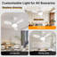 Ventilateur de plafond encastré moderne 24,4 "avec lumière DEL à intensité variable pour chambre à coucher, salon - blanc