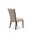 7 Piece Dining Set for 6 Includes a Round Table with Pedestal and 6 Light Tan Linen Fabric Parson Chairs, Antique Walnut-99414672