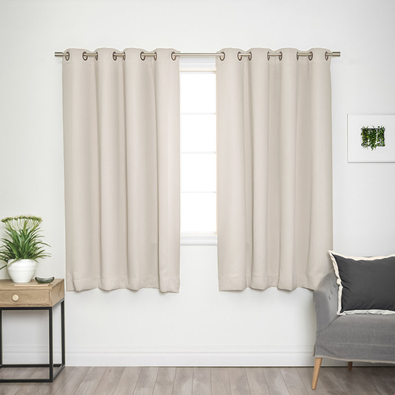 Adina Sevan Solid Thermal Grommet Curtain Panels, 52"W x 72"L, Biscuit