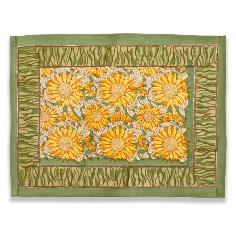 Sunflower 100% Cotton Rectangle Placemats, Green