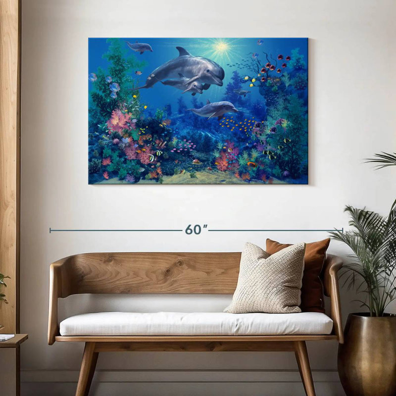Aletra la famille des dauphins, H 30 po x l 45 po