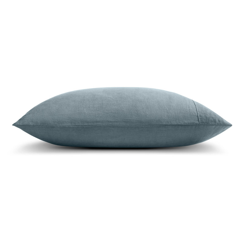 Stone Washed Linen Sheet Set, Full Sheet Set + Fitted Sheet + 2 Pillowcases, Gray Blue