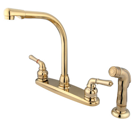 Magellan Double Handle Kitchen Faucet, Polished Brass