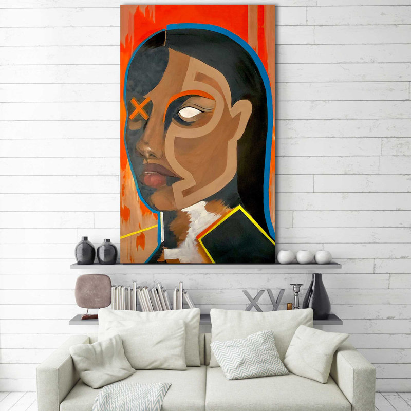 «Fearless (Vertical)» par Cassie Studios - Peinture, Toile tendue, H 48 po x l 28 po x P 1,5 po