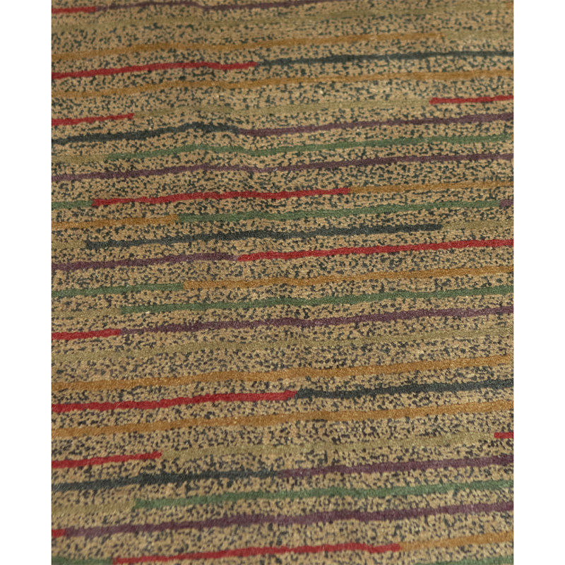 Hand Knotted Wool Striped Area Rug
