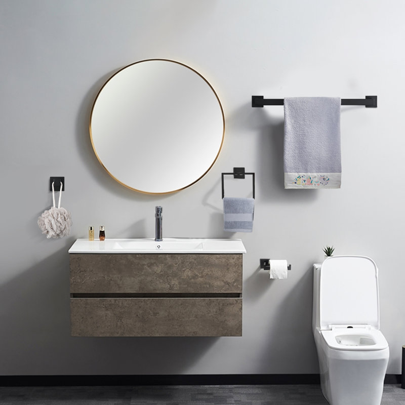 Ensemble d'accessoires de salle de bain en acier inoxydable chromé, Noir mat