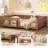 Full Low Platform Bed With Built-in Bookshelf Safety Guardrail, Full Size Solid Wood Montessori Bed Frame For Kids, Boys, Girls, Easy Assemble ( Full, Natural, Bookshelf )-716455594-716455596