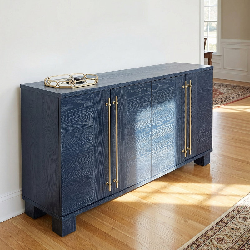 Traditional Wooden Buffet Cabinet With Spacious Storage – Dining Room Sideboard With Modern Touch, Navy
