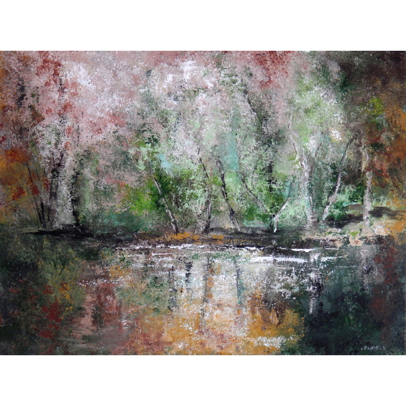 «A Secret Place» par Lisa Daniels - Peinture, Toile encadrée noire, H 24 po x l 32 po