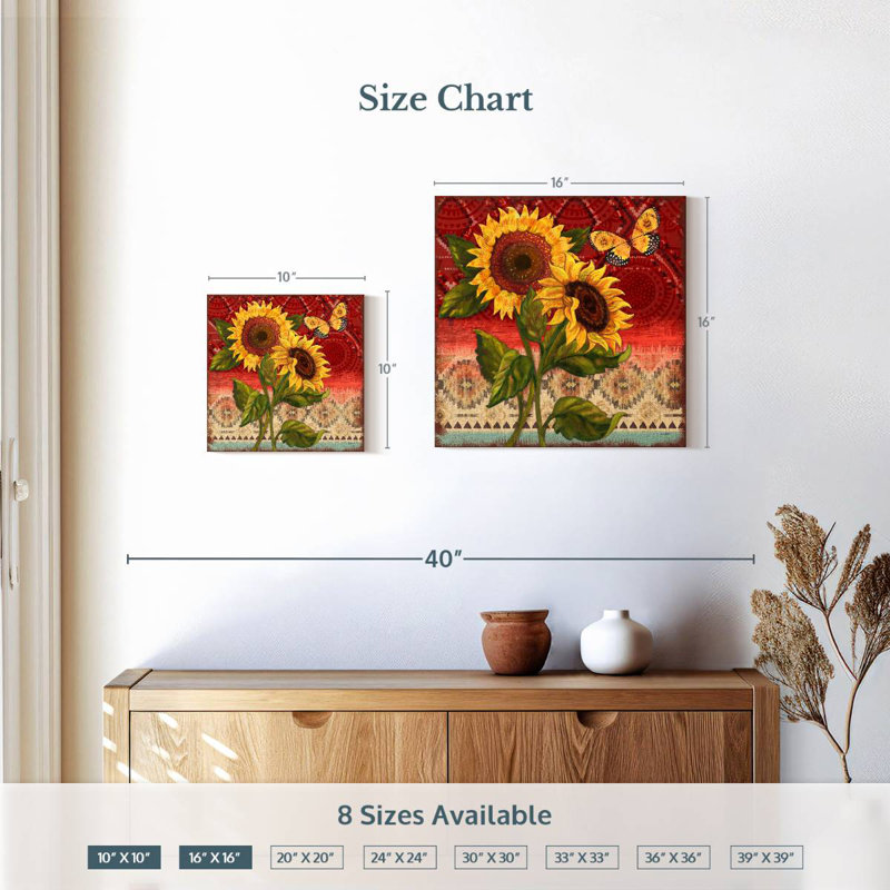Harnek Native Sunflowers Butterfly, 16" H x 16" W