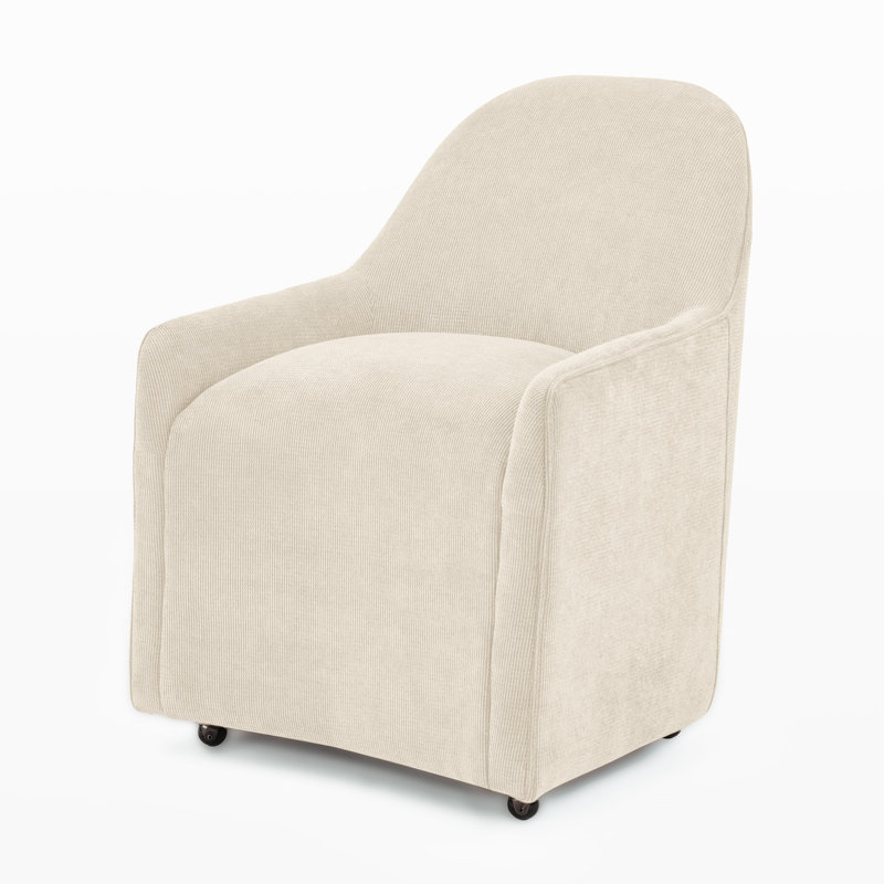 Belser Barrel Dining Chair With Casters, Beige