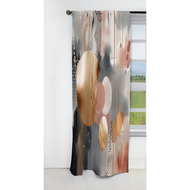 Doux couleurs formes et lignes Marble I - Rideau occultant en marbre marbré abstrait - 1 panneaux, L 52 po x L 108 po