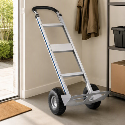 Chariot de manutention portable robuste en aluminium de 227 kg (500 lb) avec roues antidérapantes, poignée et sangles d'arrimage ; outil de transport pour la maison, l'entrepôt et le bureau