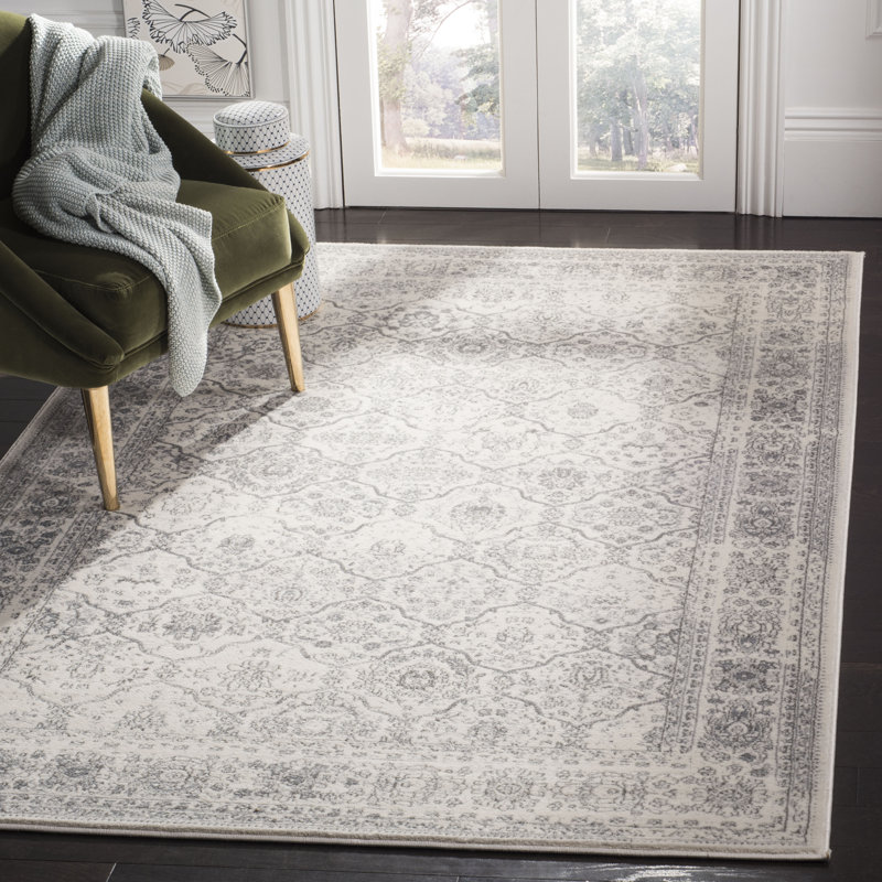 Tapis oriental crème / gris foncé Overholt, Rectangle 6 pi 7 po x 9 pi 2 po