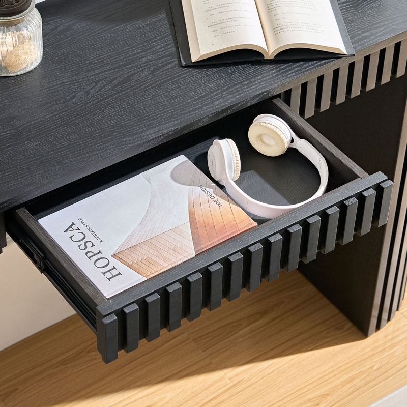 Console de style moderne avec tiroir, Noir, H 31,49 po x l 59,05 po x P 15,74 po, Oui