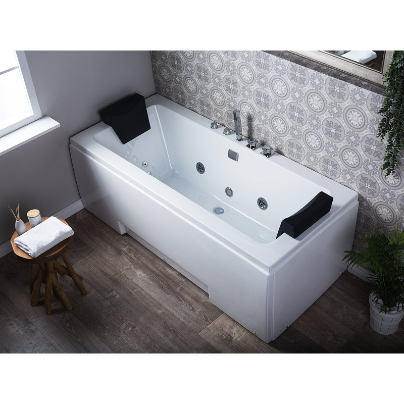 Dennis 1700mm x 750mm Corner Whirlpool Acrylic Bathtub with Tap
