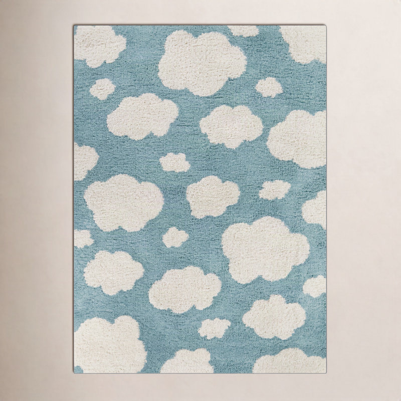 Tapis à poils longs Primland, Bleu, Rectangle 3 pi 11 po x 5 pi 7 po