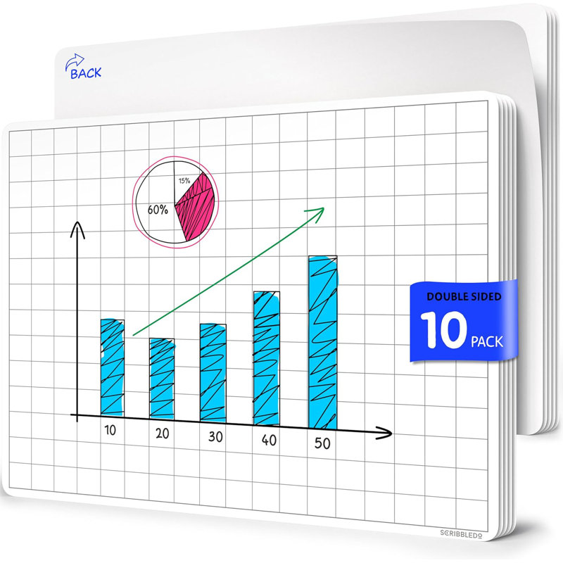 Scribbledo Large Grid Dry Erase Sheets 11”x14” Math