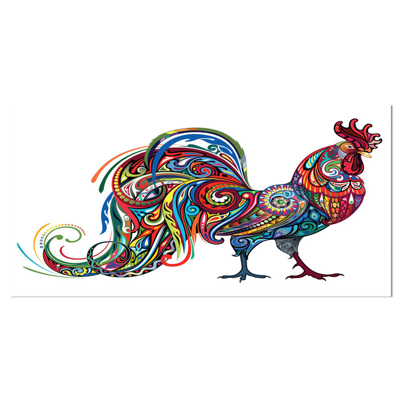 «Red Cockerel Farm Animal», impression, H 16 po x l 32 po x P 1 po, Toile tendue
