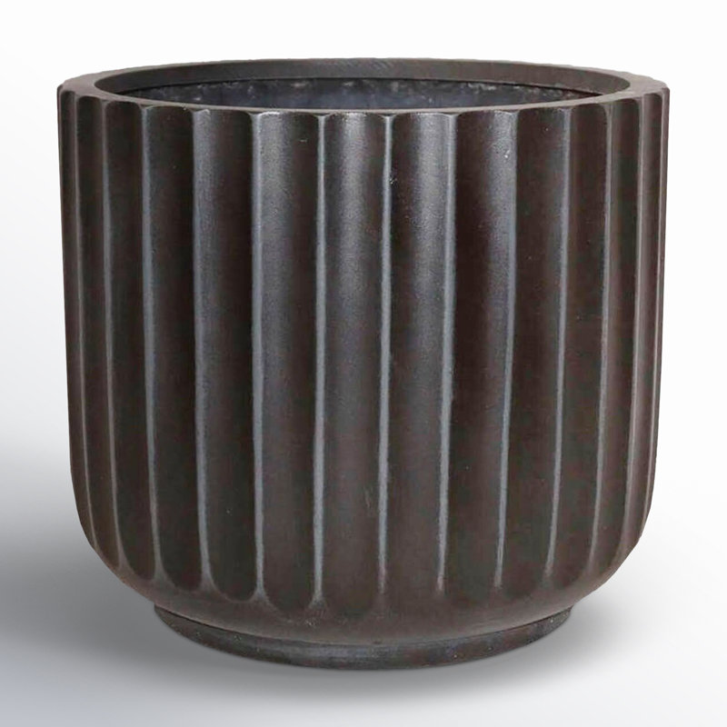 Allenville Fiberstone Plant Pot, Black, 15" H x 16.5" W x 16.5" D