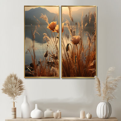 «Sunset Wildflower Serenade», art mural sur toile traditionnel