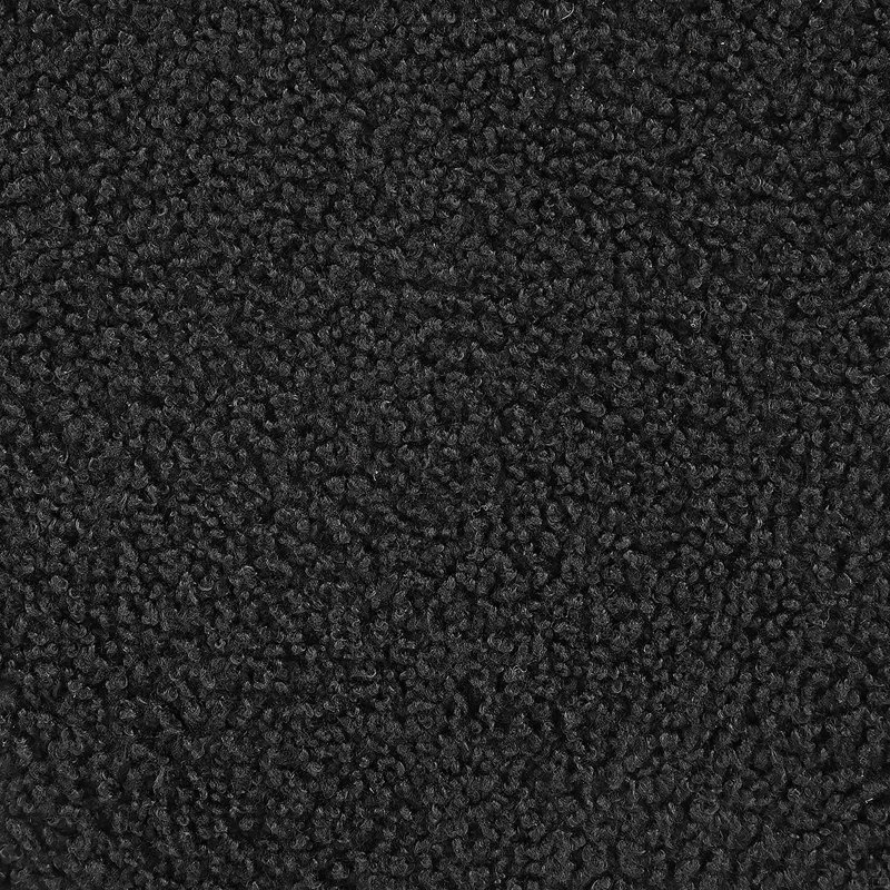 Corvair Black Faux Sheepskin Upholstered Round Storage Ottoman, Black