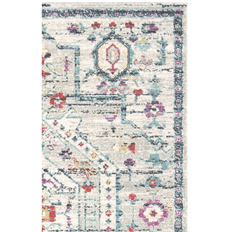 Christa Oriental Light Gray/Fuchsia Area Rug, Rectangle 5'3" x 7'6"