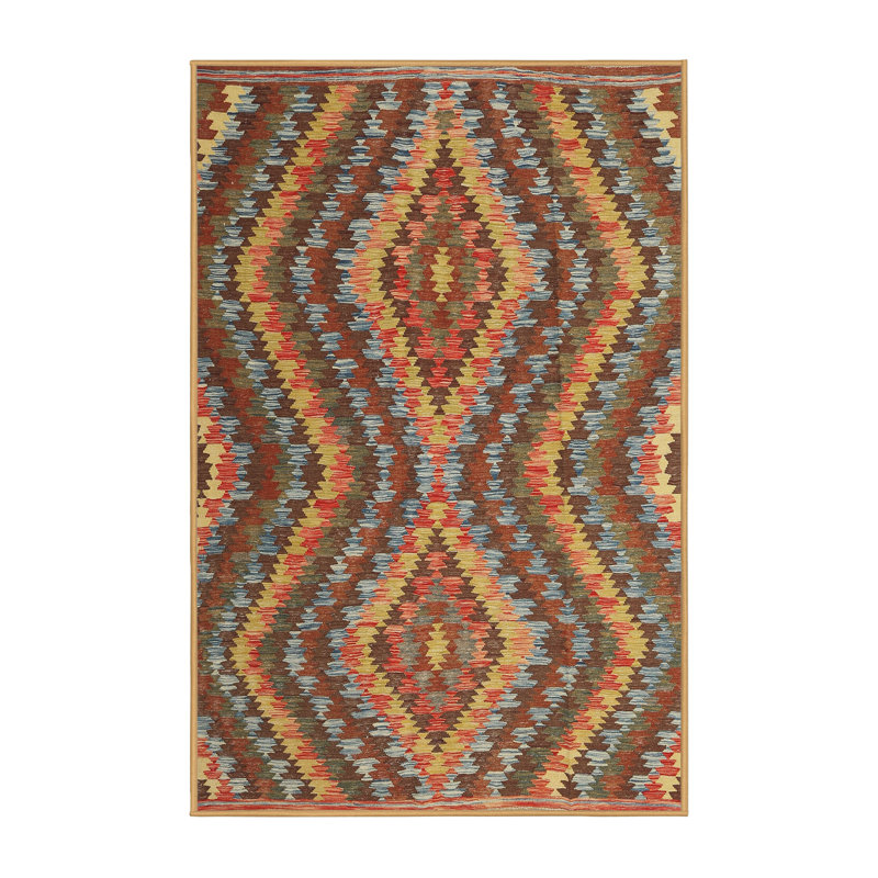 Tapis gris/brun/crème contemporaine, Rectangle 2 pi x 5 pi