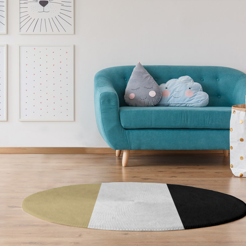 Tapis doré/noir, Rond 5 pi