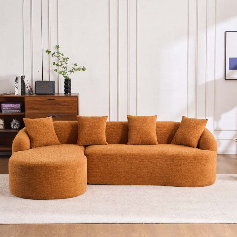 Canapé modulaire en L Chenille, Orange