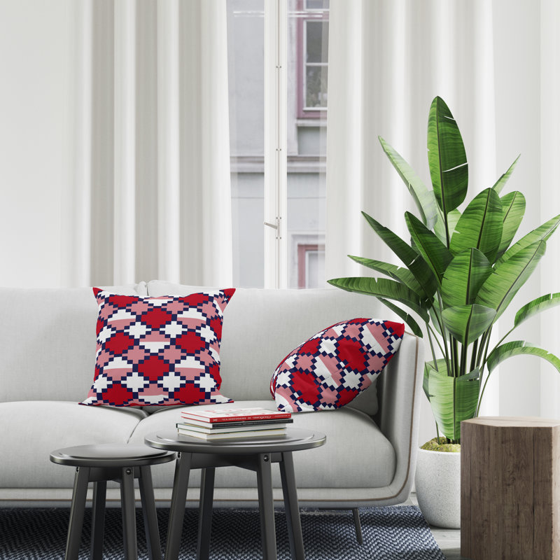Housse et insert de coussin décoratif en polyester, L 15 po x H 15 po, Rouge