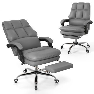 Ergonomic Office Chair PU Leather Computer Chair W/Swivel Seat