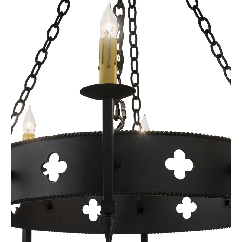 Lustre de roue de wagon de style bougie 8 lumières Bedolla