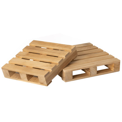  13" Rustic Wooden Pallet Display Stands Natural Wood Risers For Home Decor Table Centerpieces Candle Or Dessert Holders Plant Pots Diy Crafts Party Accents & Event Styling, Set Of 2