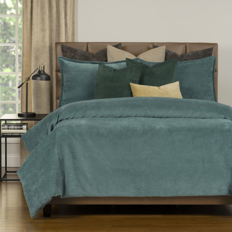 Matte Velvet Set with Duvet Cover & Insert Set by Siscovers, King Duvet Cover + 9 Additional Pieces, Sea Blue