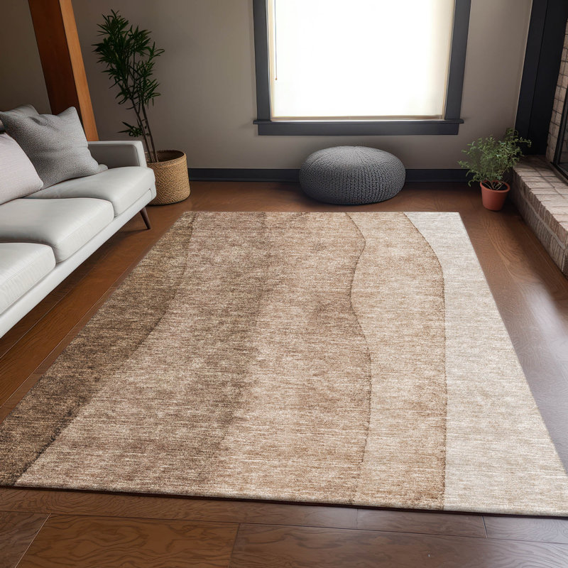 Premium Machine Washable Prisco Brown Rug, Rectangle 5' x 7'6"