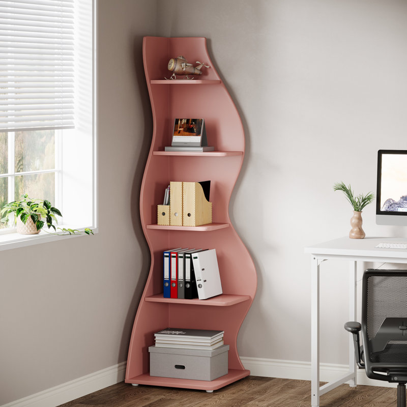 Arhab Corner Bookcase, Pink