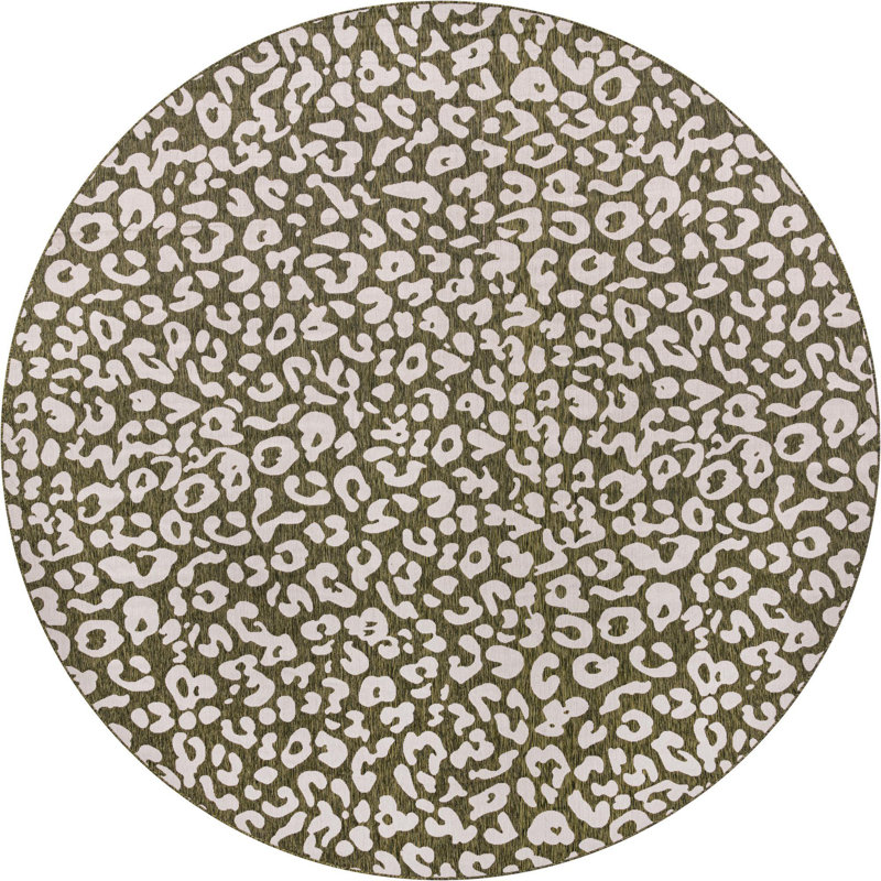 Tapis d'extérieur joyeux couleur mousse, Rond 13 pi