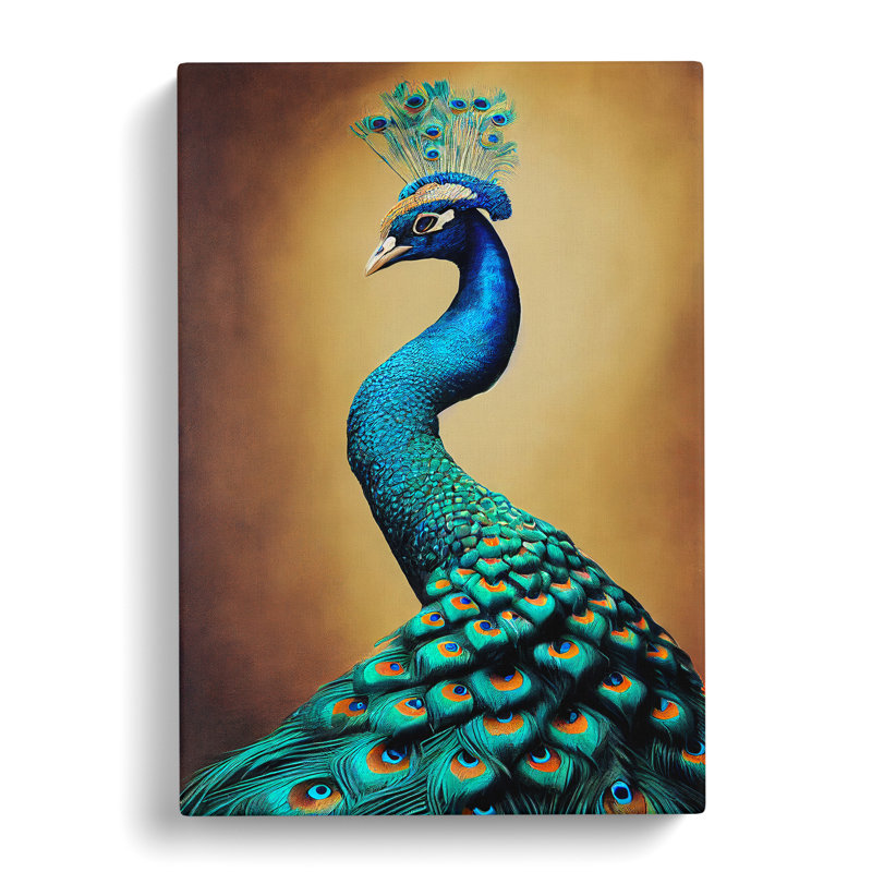 Golden Peacock Art No.2 - Wrapped Canvas, 76cm H x 50cm W x 3cm D
