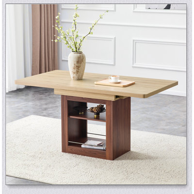 Table de salle à manger extensible en bois avec rangement et mécanisme télescopique pour une utilisation polyvalente en cuisine