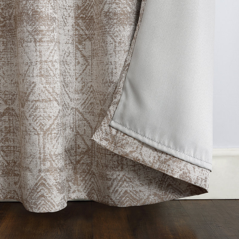 Distressed Global Blackout Lined Grommet Curtain Panel, Camel, 50" W x 95" L