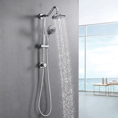 Matte Black 6 Inch Rain Shower Head With Handheld Shower, Wall Mounted, 2.5 Gpm, Adjustable Slide Bar, Corrosion , Versatile Use Comfortable