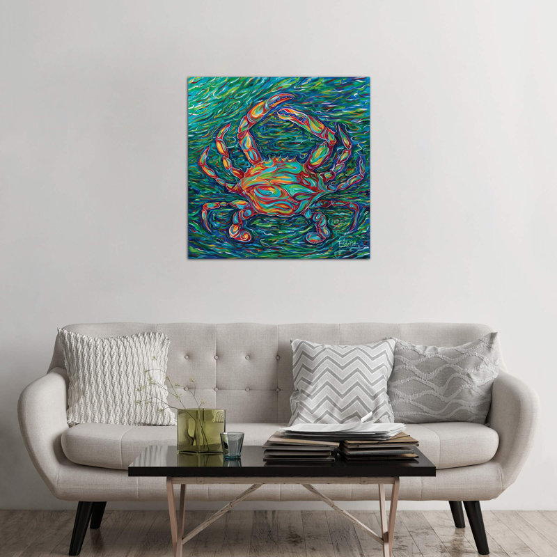 Crab 1 Piece Painting on Canvas, 45.72 cm H x 45.72 cm W x 1.91 cm D, Wrapped Canvas